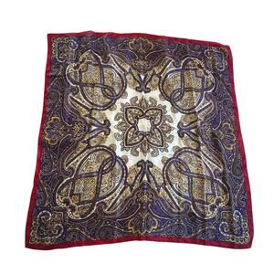 Vintage Silk Paisley Scarf Specialty House Japan Red Border 34” Square